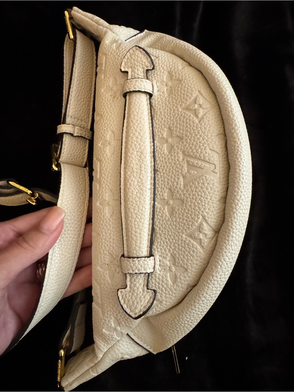 Louis Vuitton Style Cream Embossed Monogram Belt Bag Bum Bag VGUC - Picture 5 of 11
